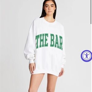 THE BAR VARSITY SWEATSHIRT WHITE/GREEN